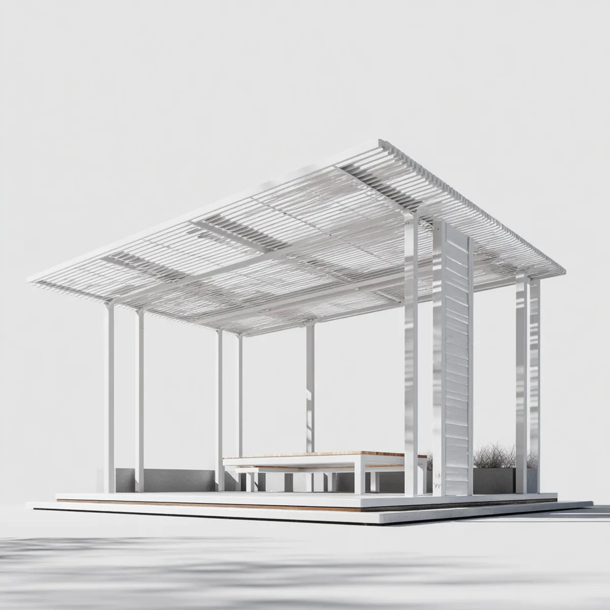 Altana lub pergola, Biały ogród pergola 400 x 300 x 250 cm w aluminium z prostokątnymi listwami
