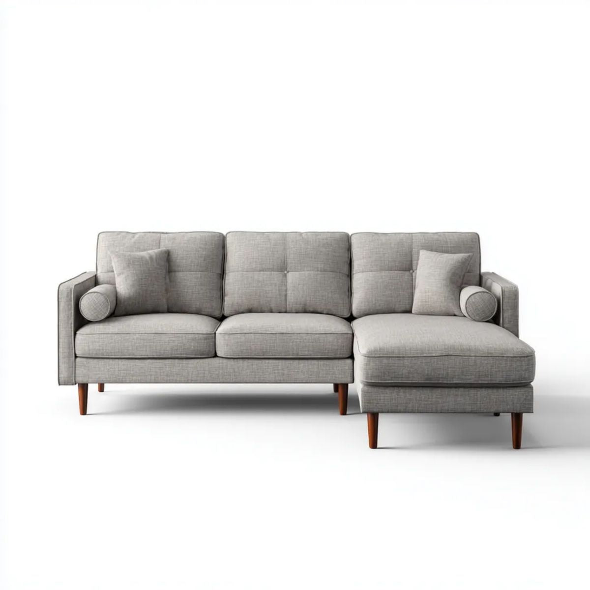Sofa, 3-osobowa poliester prosty narożnik sofa z drewnianymi nogami, 230 x 150 x 85 cm