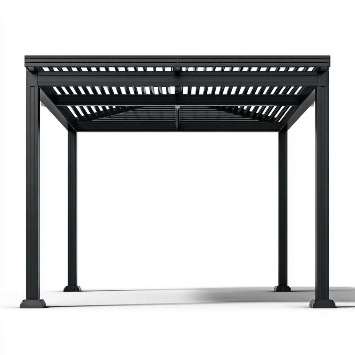 Altana lub pergola, Czarna, odporna na uszkodzenia bioklimatyczna pergola w aluminiowym 400 x 300 x 250 cm z regulowanymi ostrzem