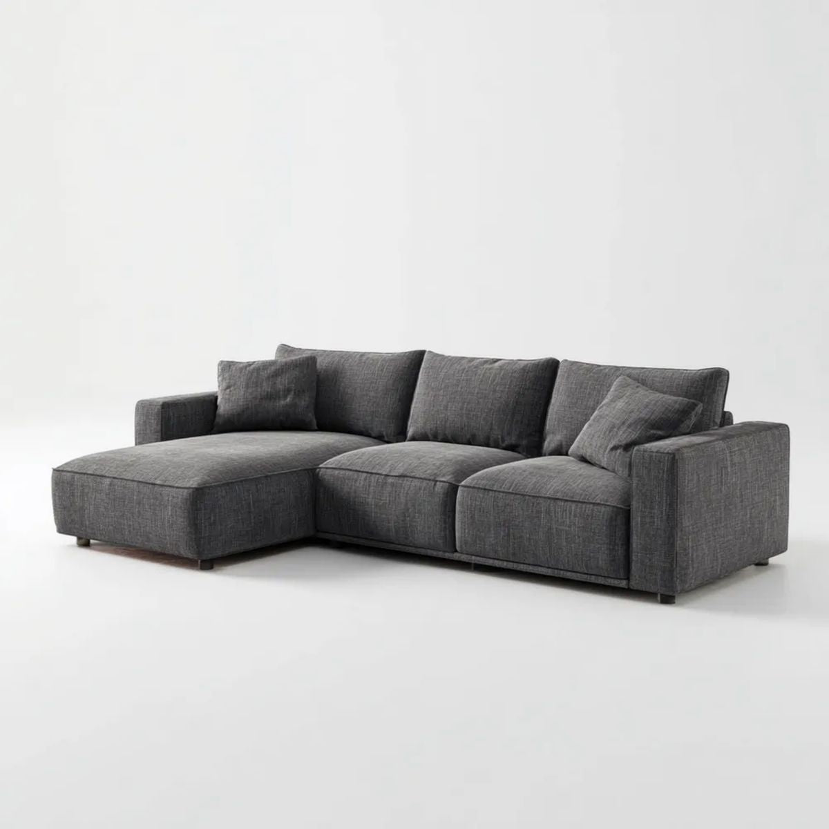Sofa, 4 ciemnoszare poliestrowe sofa z lewym narożnikiem 260 × 160 × 85 cm