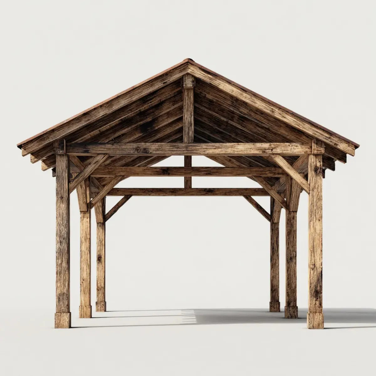 Altana lub pergola, Ogród pergola w litym brązowym prostokątnym drewnie 400 x 300 x 300 cm z podwójnym dachem