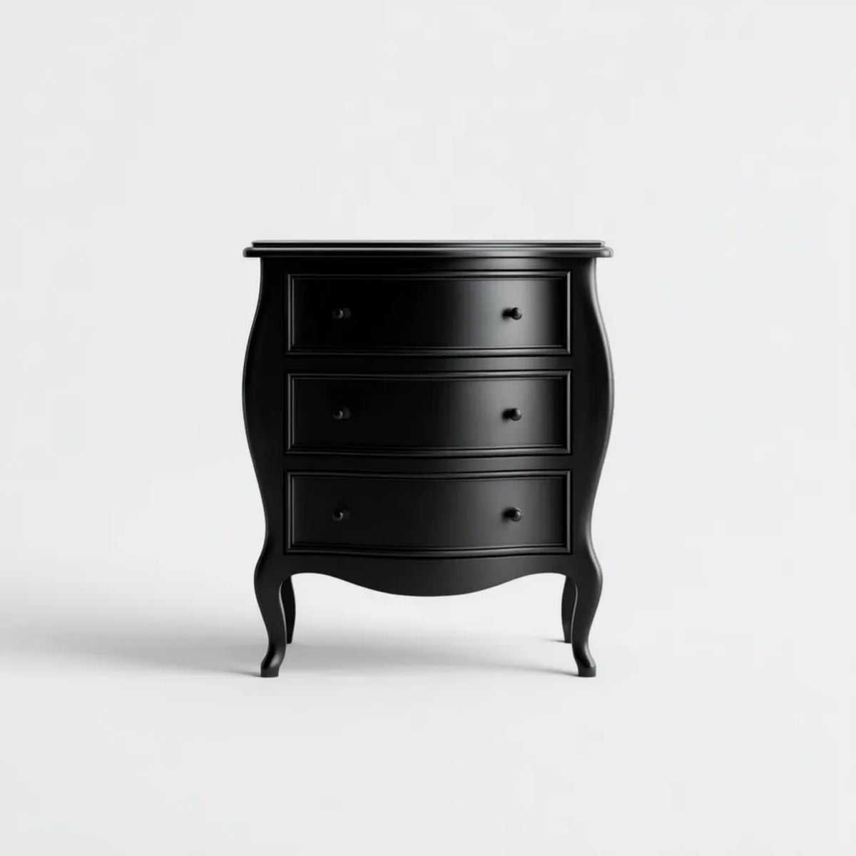 Komoda, Czarna komfort 3 szuflady w MDF, 80 x 45 x 100 cm, zakrzywiony kształt