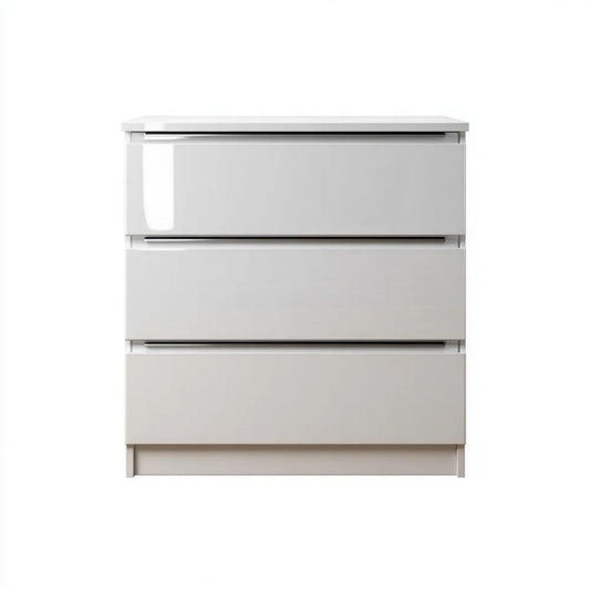 Komoda, Białe 3 szuflady w płytach MDF lakierowanych, 80 x 40 x 80 cm