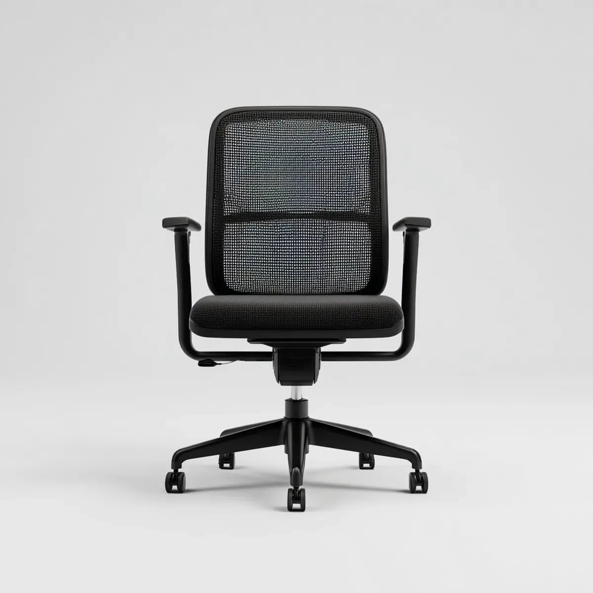 Krzesło biurowe, Czarne ergonomiczne krzesło biurkowe z kółkami z oparciem w oczkach 62 x 62 x 92- 102 cm