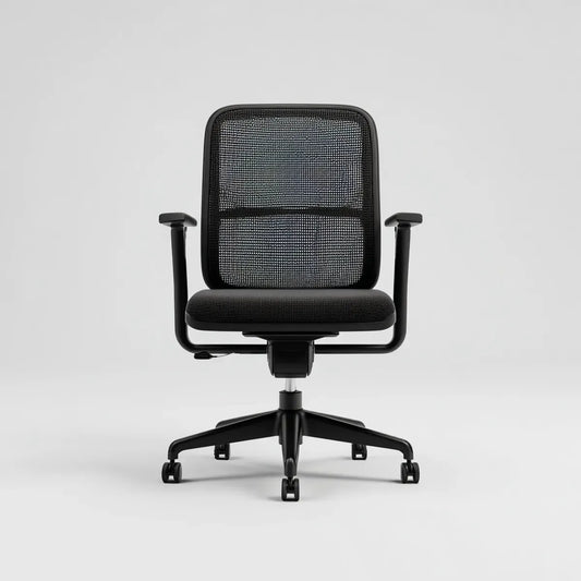 Krzesło biurowe, Czarne ergonomiczne krzesło biurkowe z kółkami z oparciem w oczkach 62 x 62 x 92- 102 cm