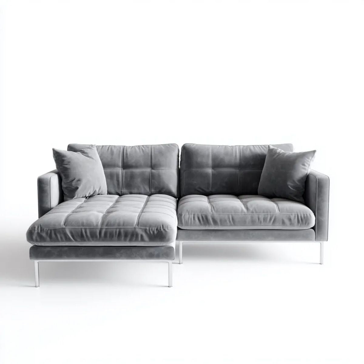 Sofa, 3-osobowa poliestrowy, szara sofa, 260 x 160 x 85 cm