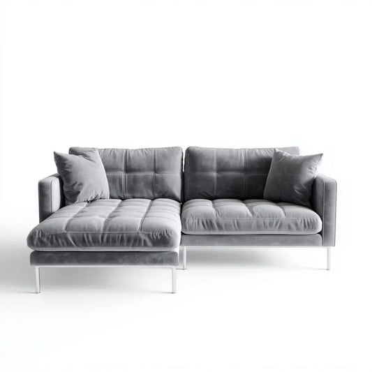 Sofa, 3-osobowa poliestrowy, szara sofa, 260 x 160 x 85 cm