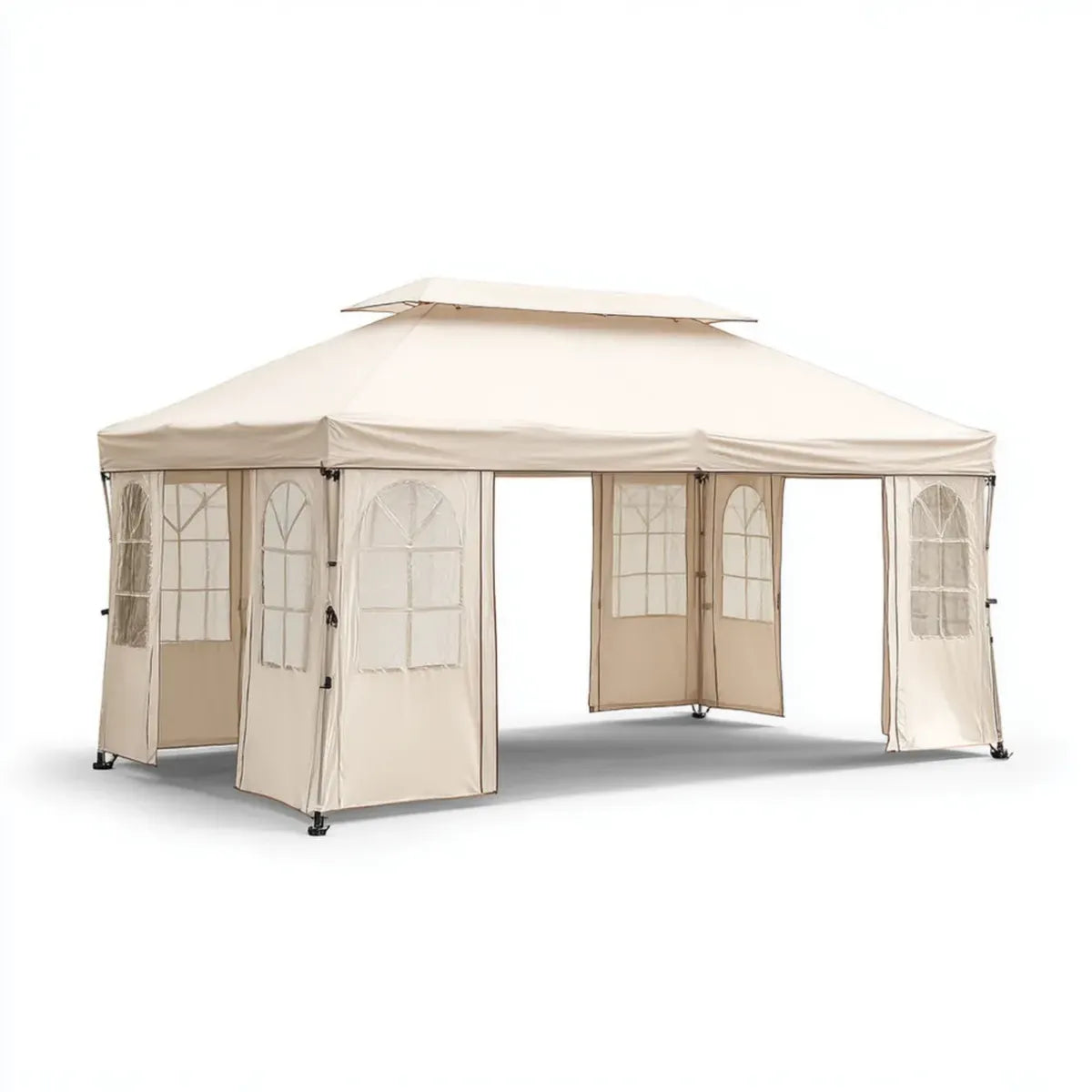 Altana lub pergola, prostokątny ogród Gazebo 600 x 300 x 270 cm w stali i poliestrze ze ścianami bocznymi