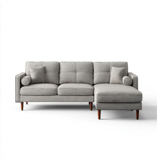 Sofa, 3-osobowa poliester prosty narożnik sofa z drewnianymi nogami, 230 x 150 x 85 cm