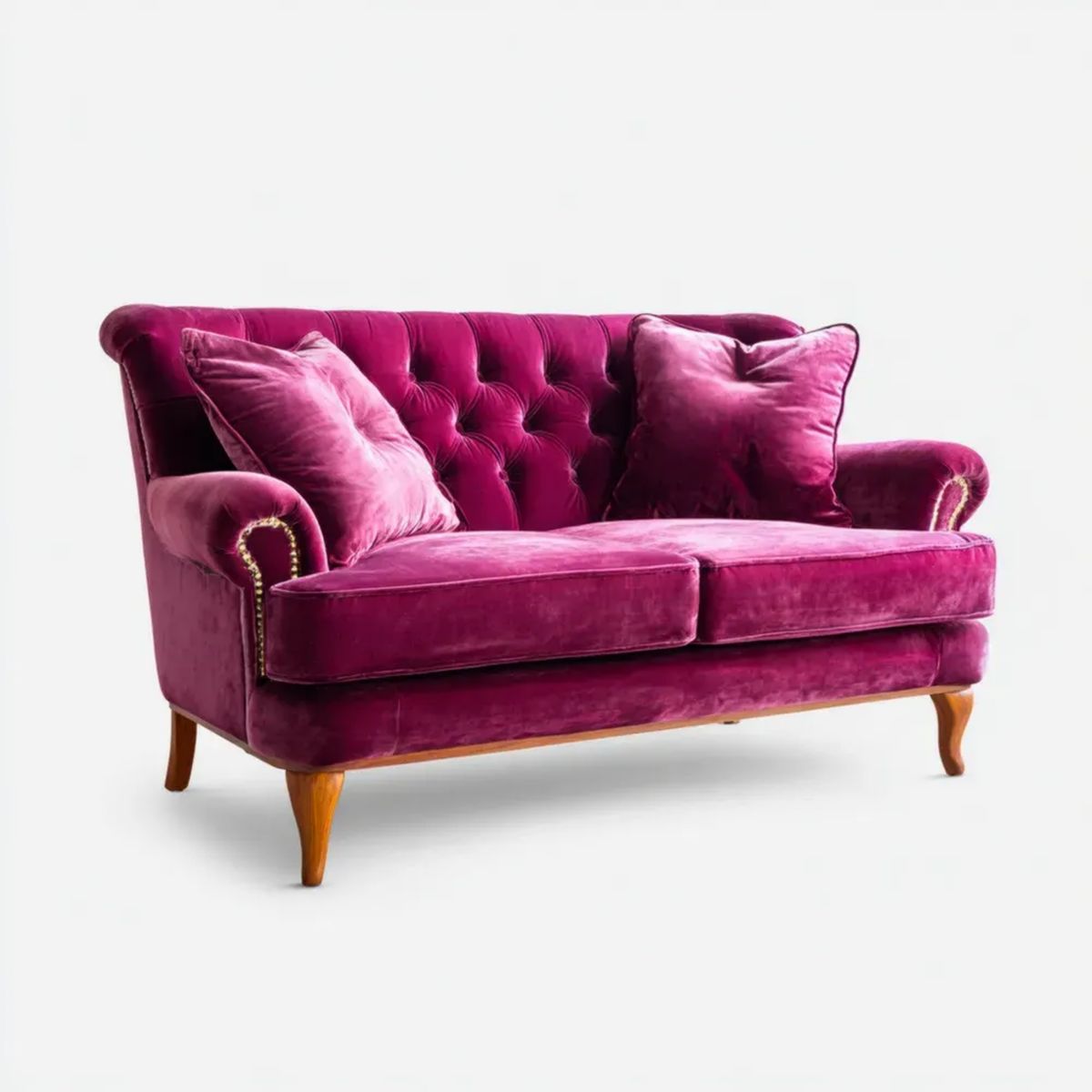 Sofa, Fuchsia Fioletowy wyściełana sofa w poliestrze Fioletvelvet, 160 x 90 x 85 cm