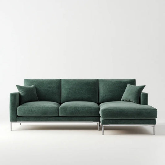 Sofa, 3-osobowa sofa z synonimem w kolorze ciemnozielonym, 250 x 160 x 84 cm