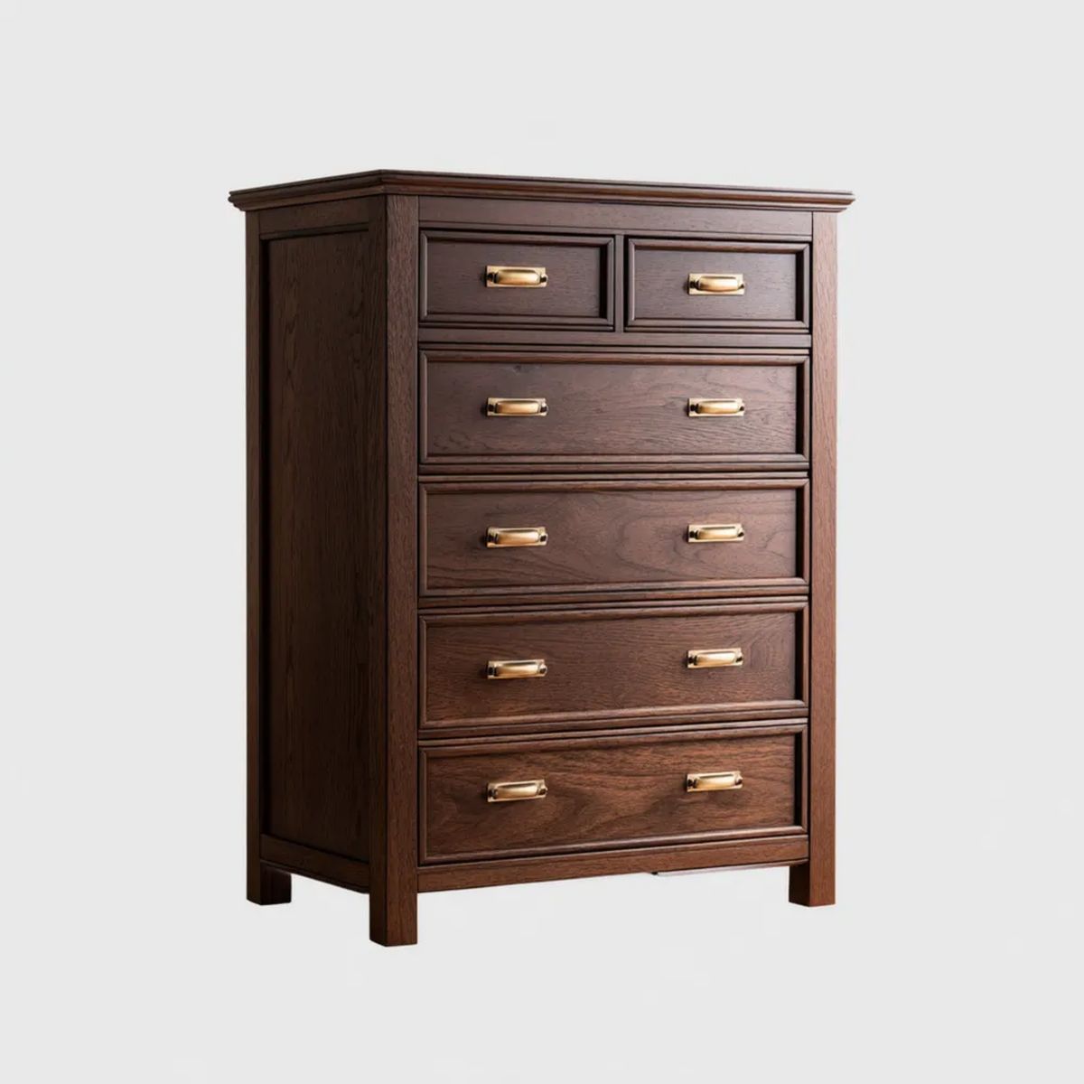 Komoda, Prostokątny komfort 6 ciemnobrązowy szuflady w MDF Montevideo panele Dumb Decor, 90 x 45 x 120 cm