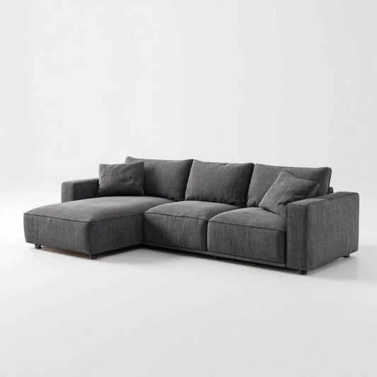 Sofa, 4 ciemnoszare poliestrowe sofa z lewym narożnikiem 260 × 160 × 85 cm