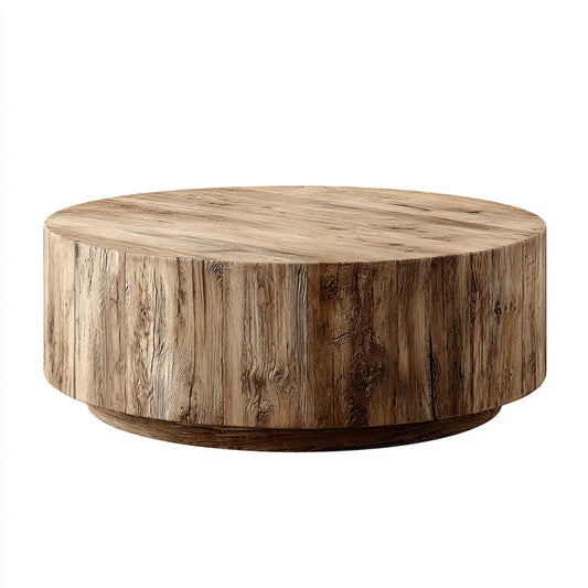 Stolik kawowy, Stół kawowy Dąb naturalny 80 x 35 cm okrągłe MDF