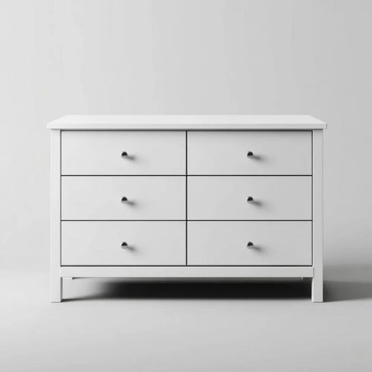 Komoda, Biała komora w panelach MDF z 6 szufladami, 120 x 40 x 80 cm