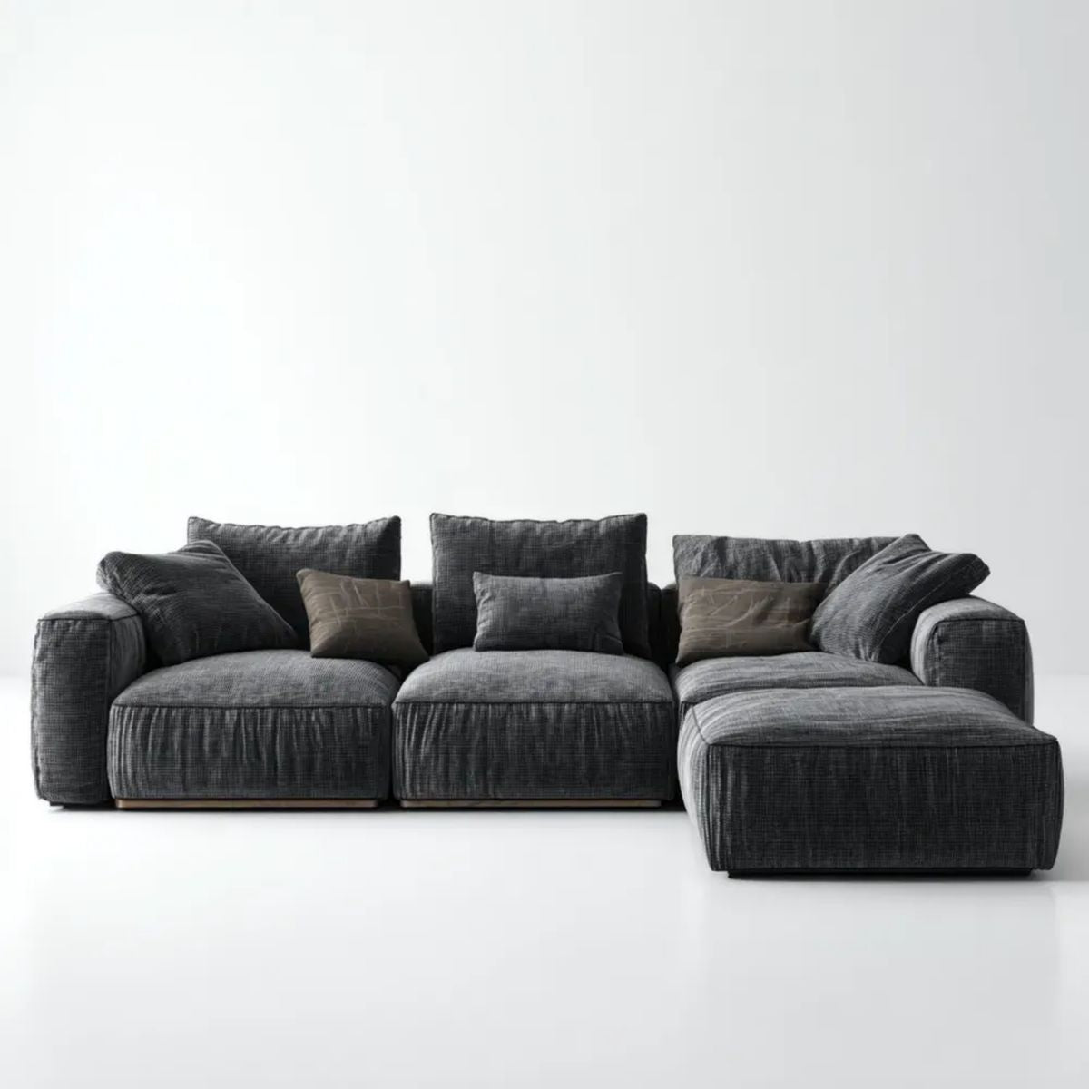 Sofa, 4-osobowa poliestrowy antracyt sofa, distrist meridian, 300 x 165 x 85 cm