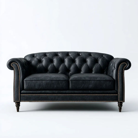 Sofa, 2-osobowa sofa czarny w kapitulacji PU 180 x 90 x 78 cm