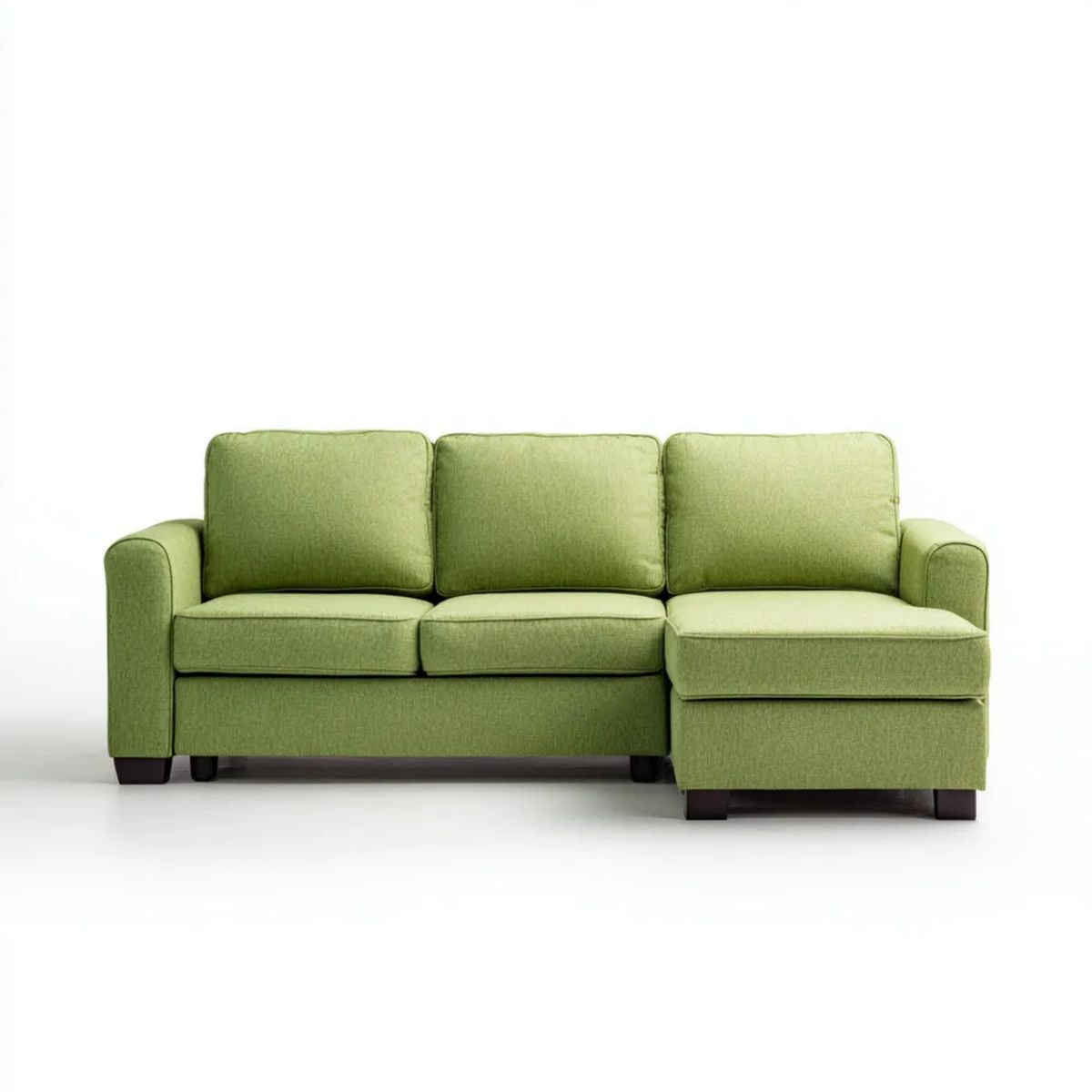 Sofa, Odwracalna sofa z czarnymi nóżkami, 3 fotele w kolorze zielonym, 220 x 145 x 85 cm