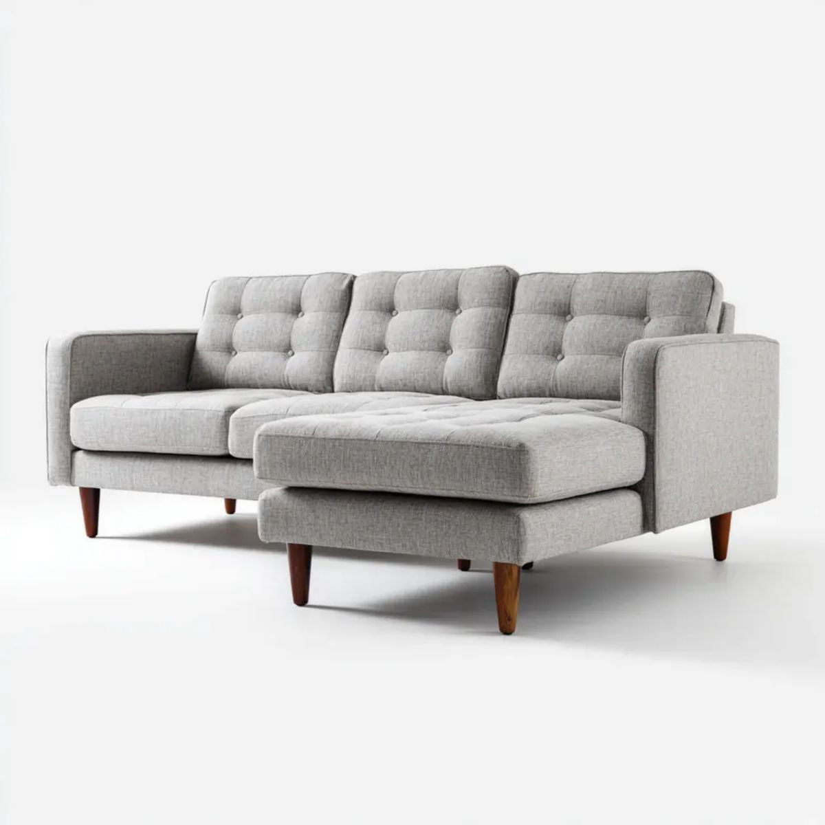 Sofa, 3-osobowa przezroczysty szary poliester sofa z szezlongiem diodowym 230 x 150 x 86 cm