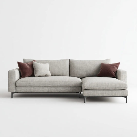 Sofa, Kanapa narożna z recyrem na prawej szarej, szarej ramie 260 x 160 x 85 cm