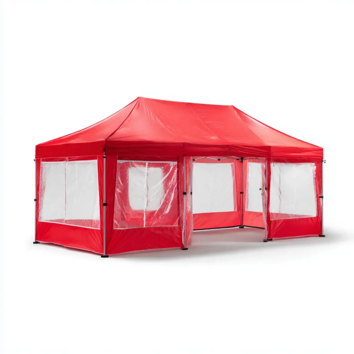 Altana lub pergola, prostokątny czerwony ogród składany Gazebo 3 x 6 m stal i poliester z ścianami bocznymi PVC