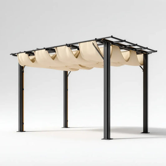 Altana lub pergola, 3 x 4 x 2,30 m stal nierdzewna i prostokątny prostokąt poliestrowy