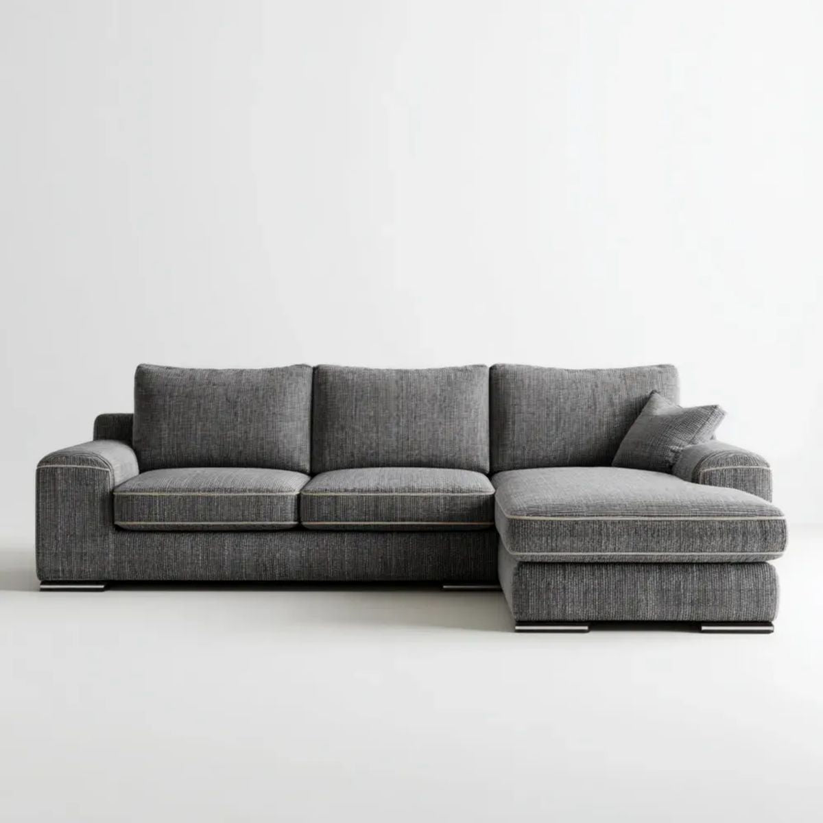 Sofa, 4-osobowa poliestrowy szary antracyt sofa, w kształcie litery L, 280 x 165 x 85 cm