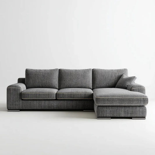 Sofa, 4-osobowa poliestrowy szary antracyt sofa, w kształcie litery L, 280 x 165 x 85 cm