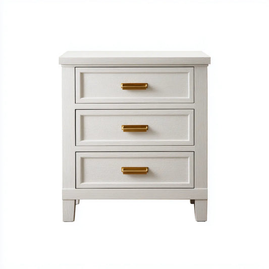 Szafka nocna, Stół z 3 szufladami Biała 60 x 40 x 65 cm MDF prostokątna