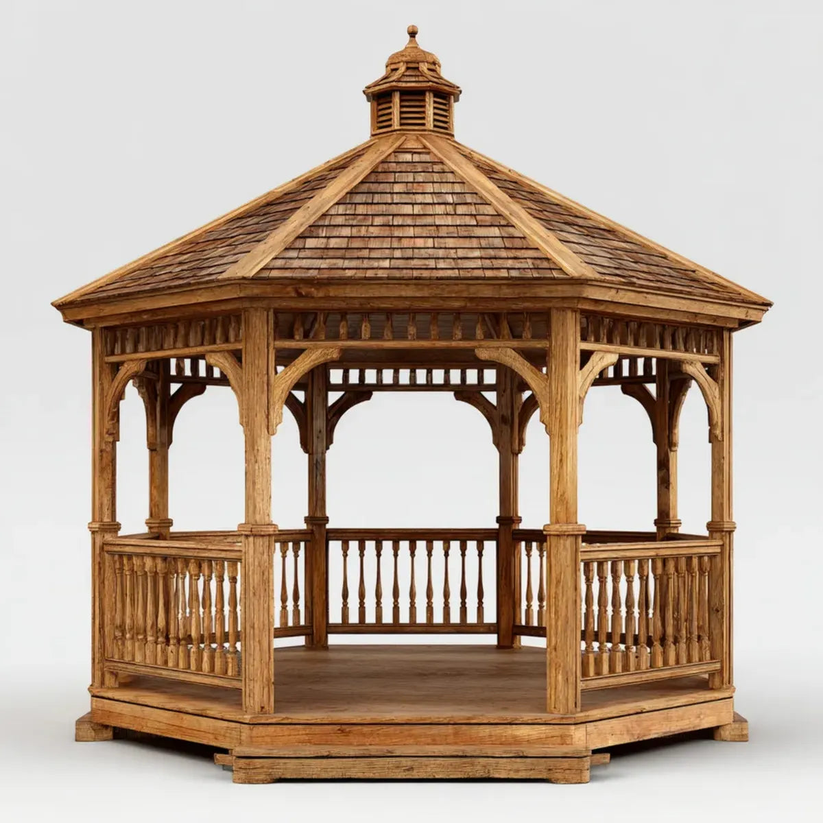 Altana lub pergola, Oktagonalna altana ogrodowa w naturalnym litym drewnie 300 x 300 x 350 cm z dachem