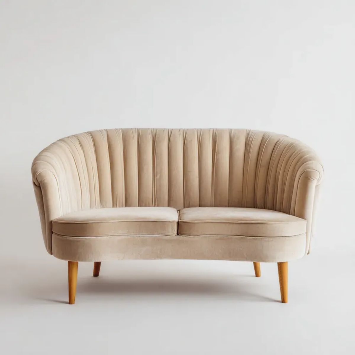 Sofa, 2-osobowa Betonvelt sofa z drewnianymi nóżkami, 140 x 78 x 82 cm
